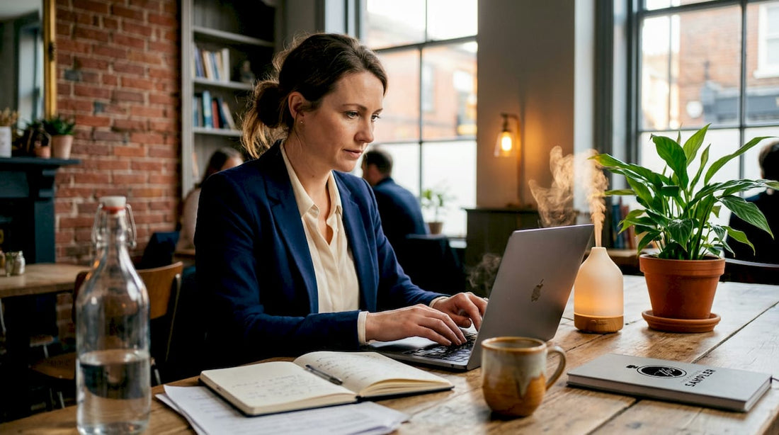 Worker with scent diffuser in office