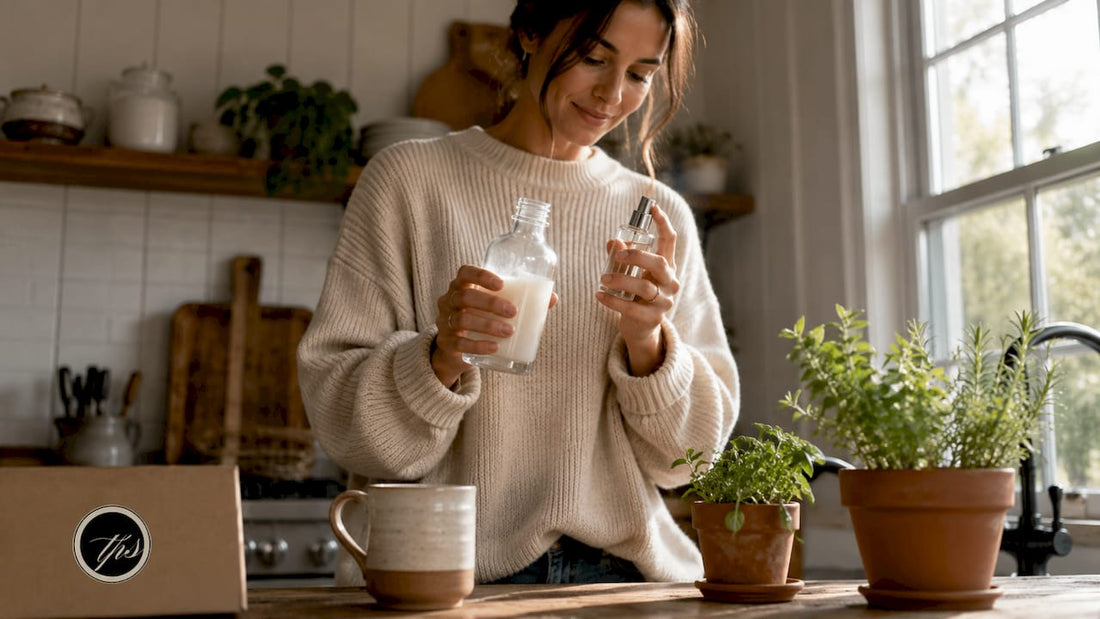 Woman layering scented lotion and perfume