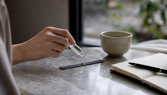 Hand applying scent to blotter strip