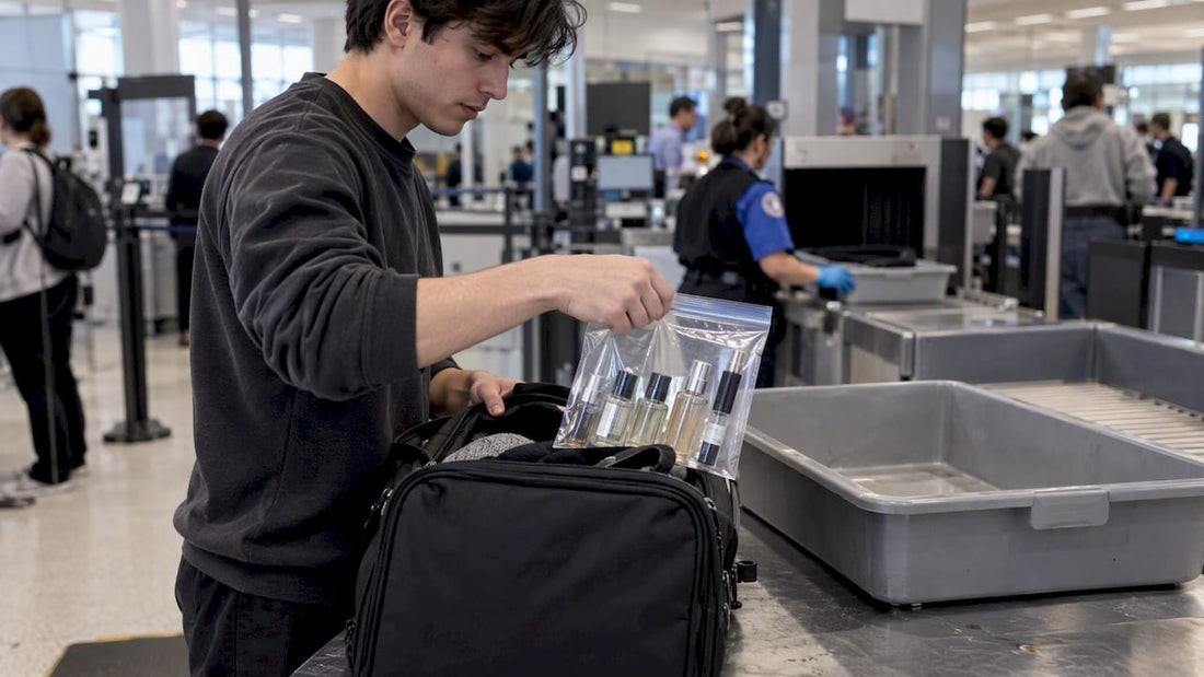 Traveler presents perfume samples at security
