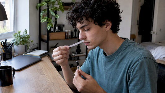 Enthusiast testing fragrance on a blotter