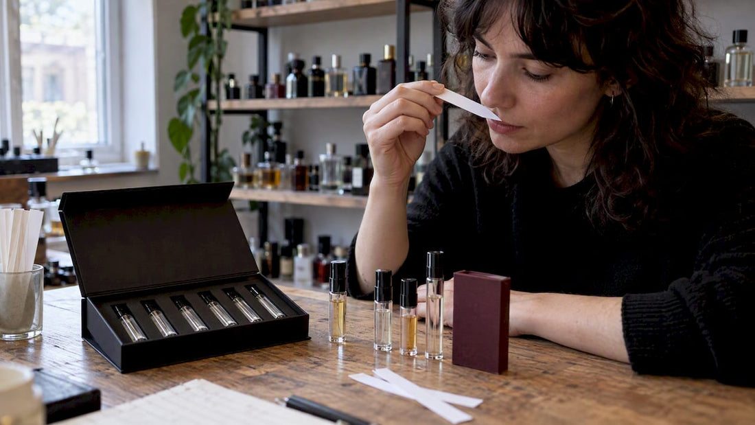 Discovery box beside selected perfume decants