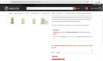 Argos Triumph Of Bacchus Parfum