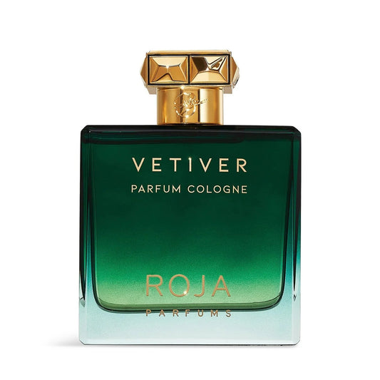 Roja Vetiver Parfum Cologne bottle on a white background