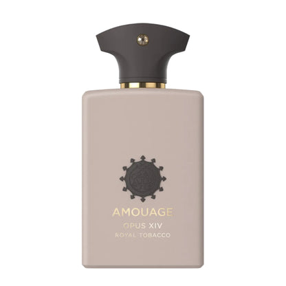 Amouage Opus XIV Royal Tobacco perfume bottle on a white background