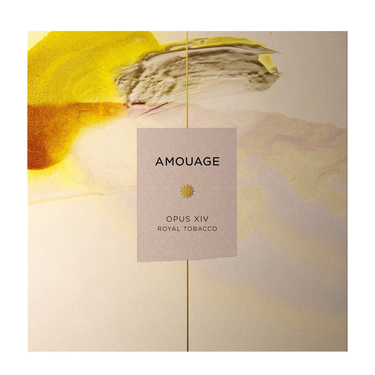 Amouage Opus XIV Royal Tobacco perfume packaging with abstract design