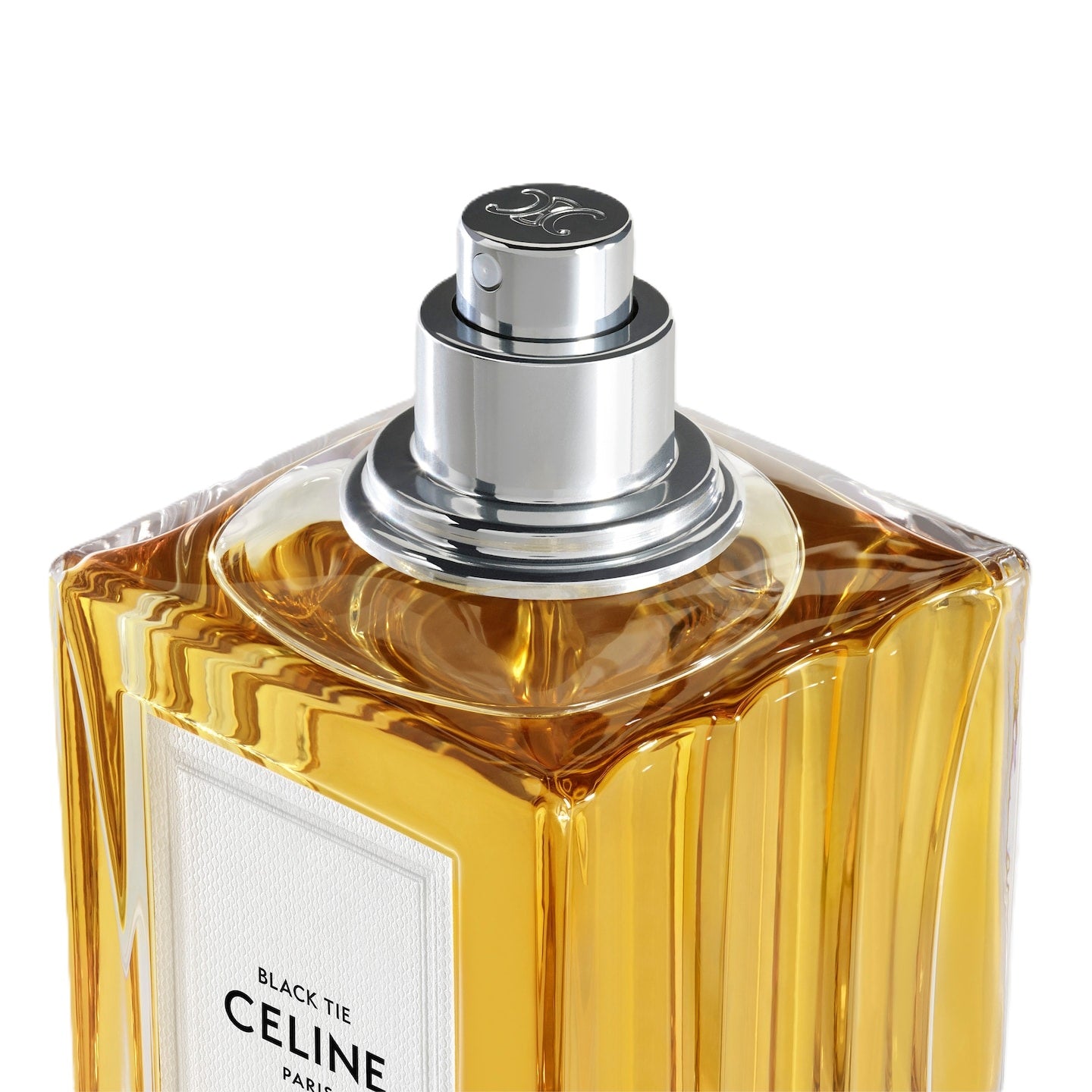 Celine perfume bottle with a white label on a white background