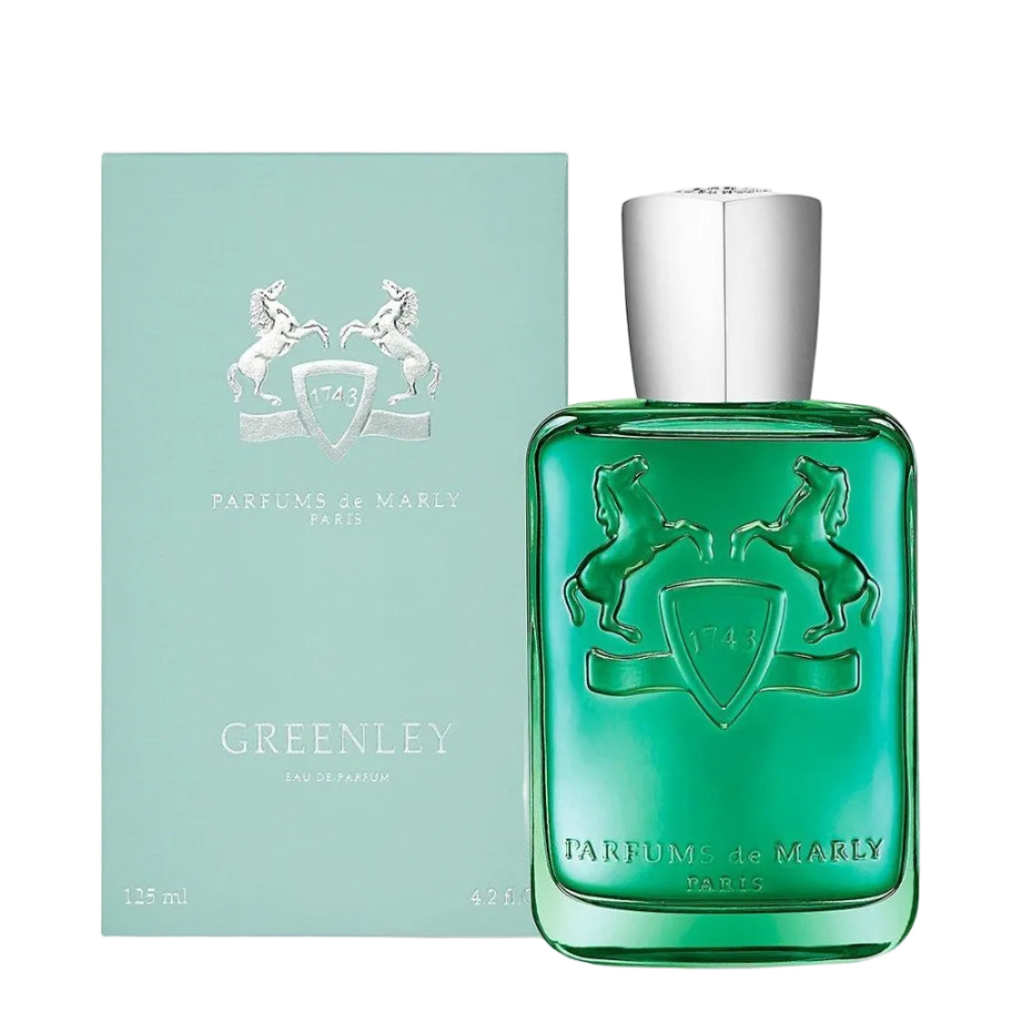 Greenley Parfum de Marly perfume bottle and packaging on a white background