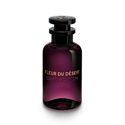 Louis Vuitton Fleur du Desert perfume bottle on a white background