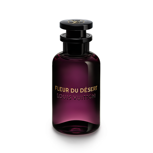 Louis Vuitton Fleur du Desert perfume bottle on a white background