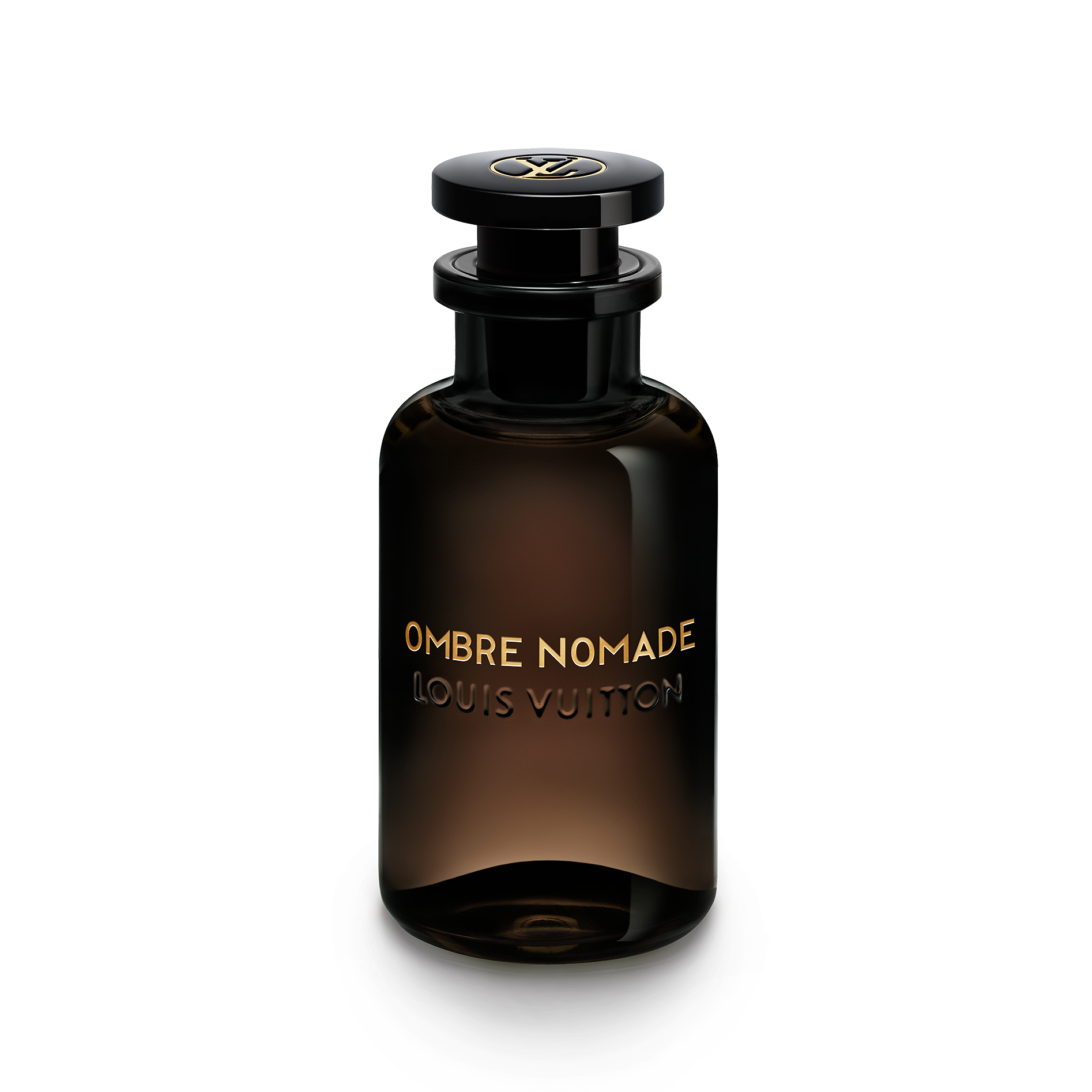 Louis Vuitton Ombre Nomade perfume bottle on a white background
