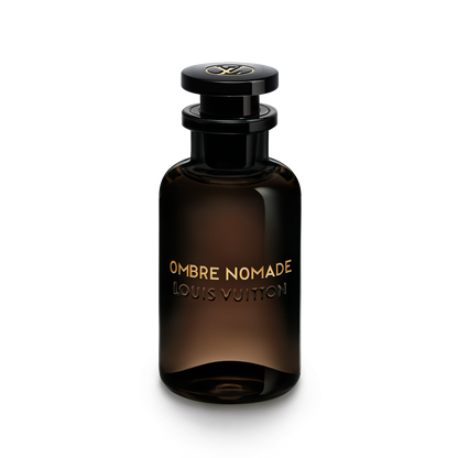 Louis Vuitton Ombre Nomade perfume bottle on a white background