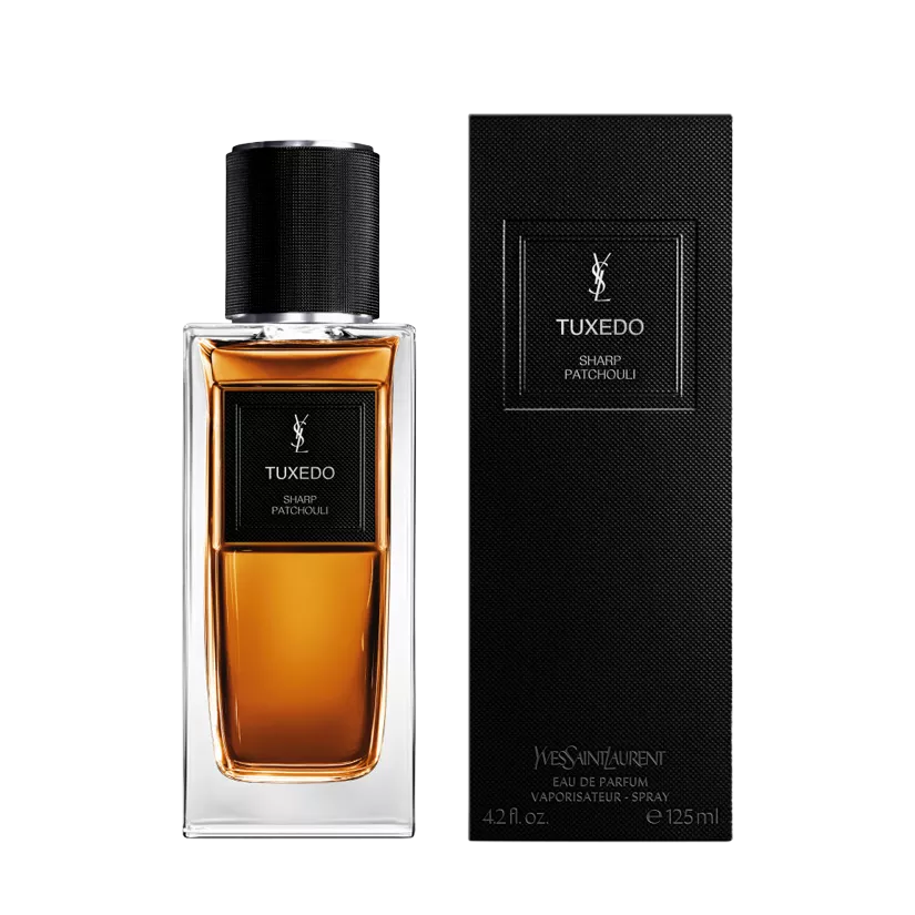 Yves Saint Laurent Tuxedo perfume bottle and packaging on a white background